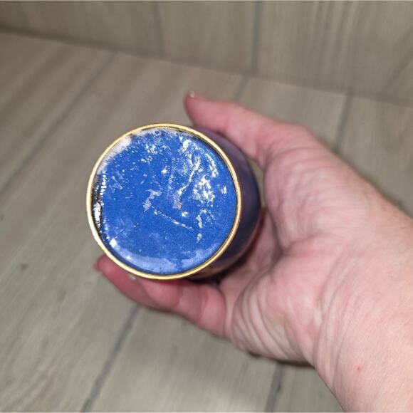 Vtg Floral Cloisonne Vase Chinese Brass Enamel Blue Victorian Hollywood Regency - Picture 5 of 9